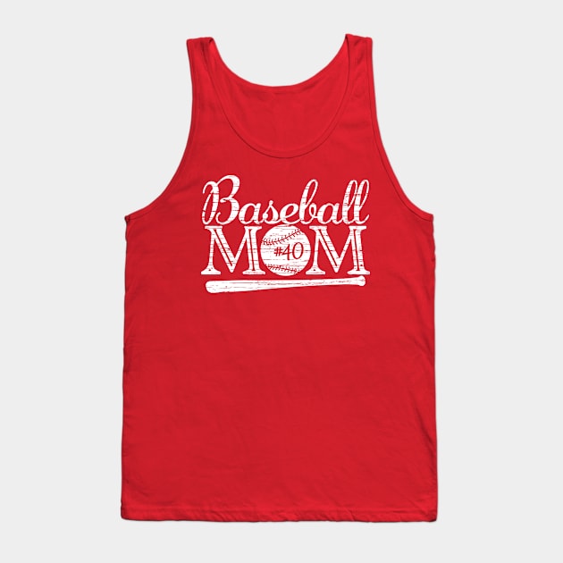 Vintage Baseball Mom #40 Favorite Player Biggest Fan Number Jersey Tank Top by TeeCreations